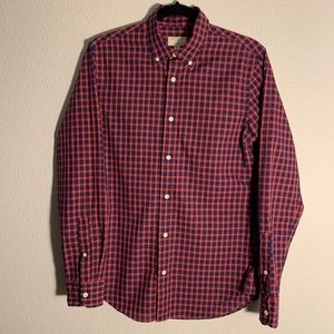 Club Monaco Men XS Red/Blue Plaid ButtonDown Shirt